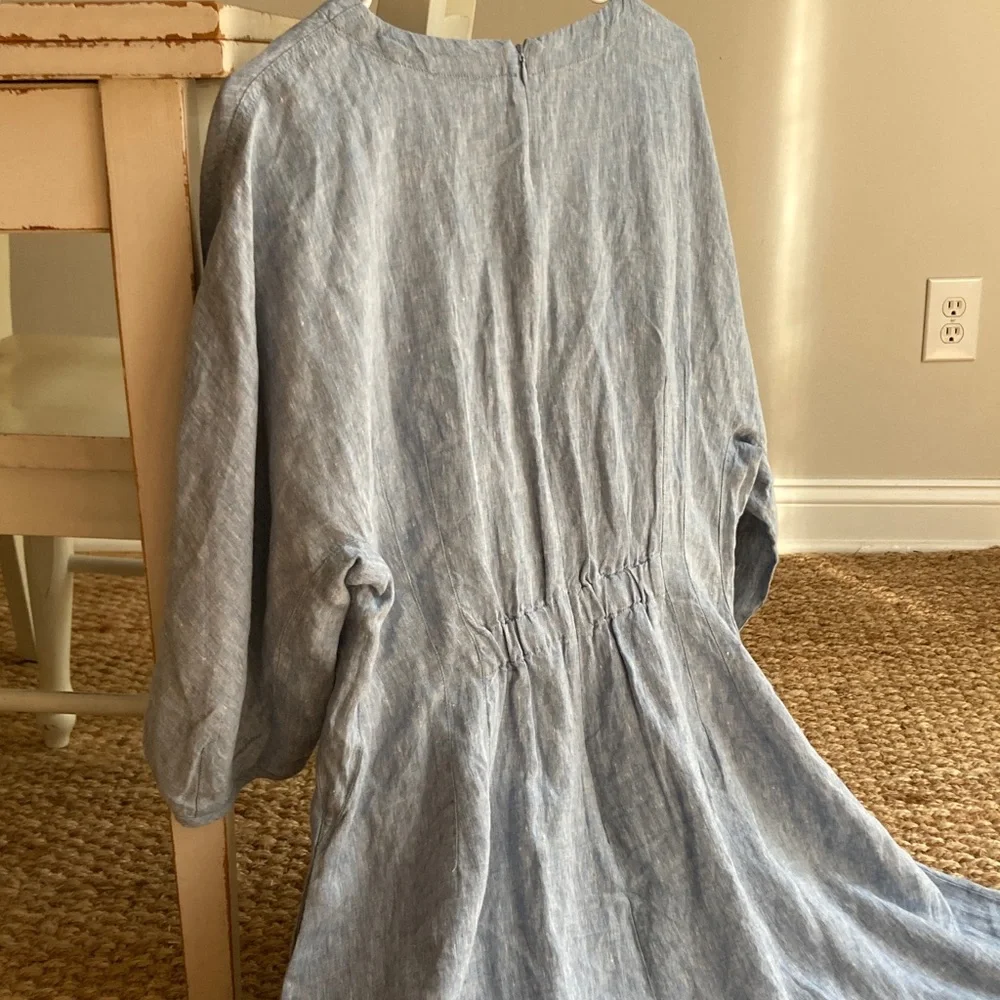 New w Tag: Madewell Splitneck Linen Dress with Pockets. Size 12 - Picture 7 of 13
